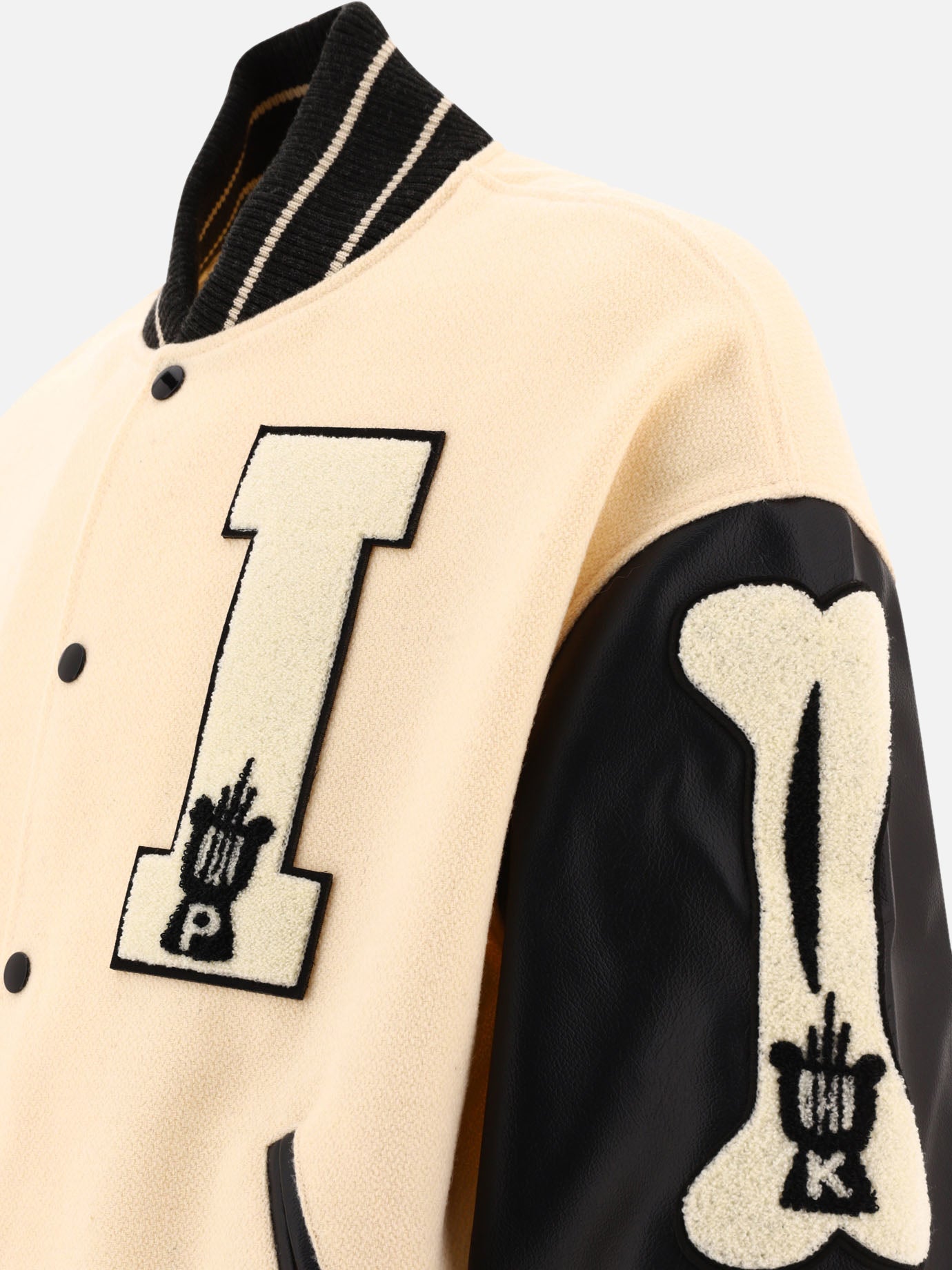 KAPITAL "I-Five" varsity bomber jacket Beige