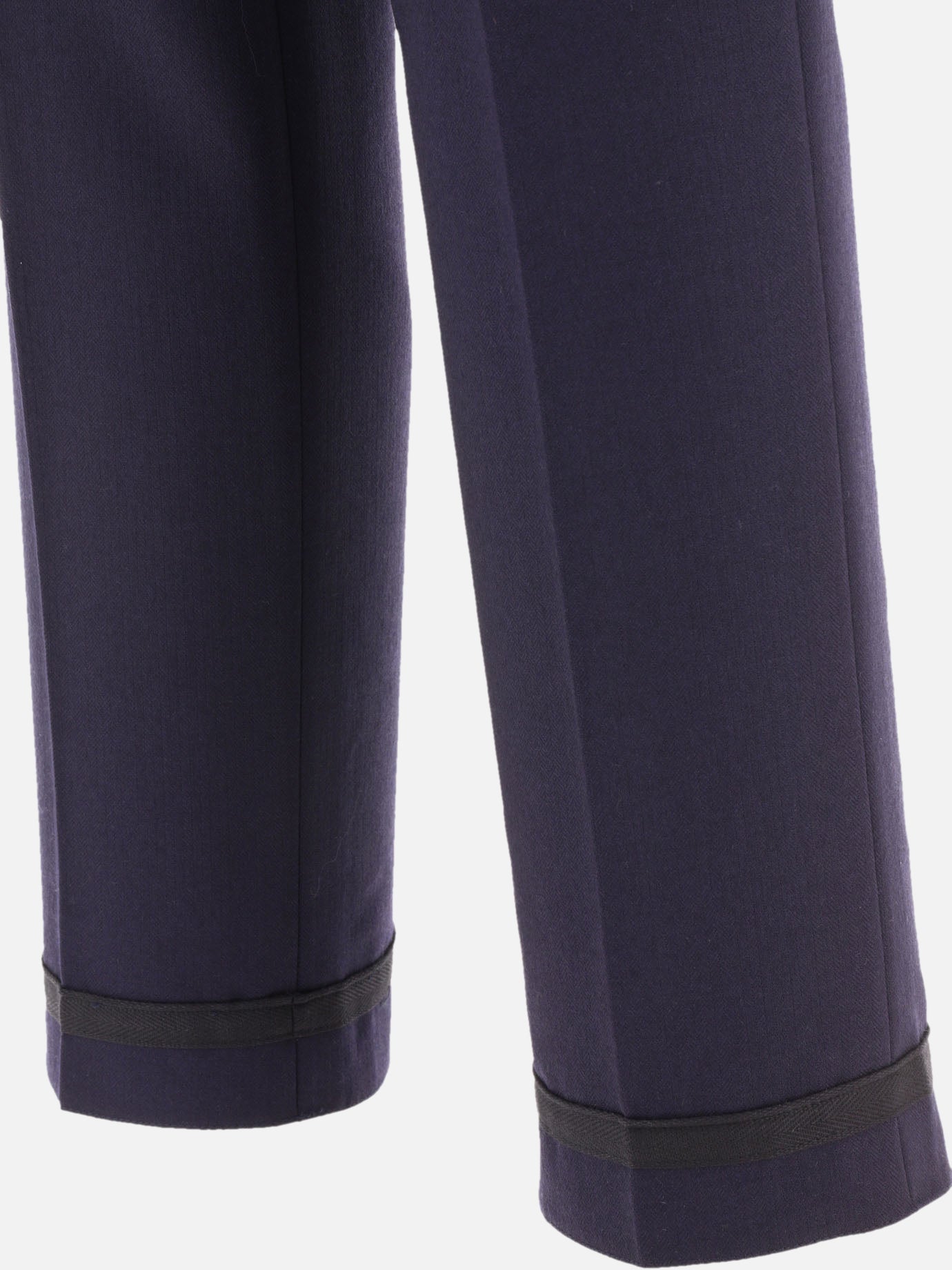 Herringbone wool pleated trousers