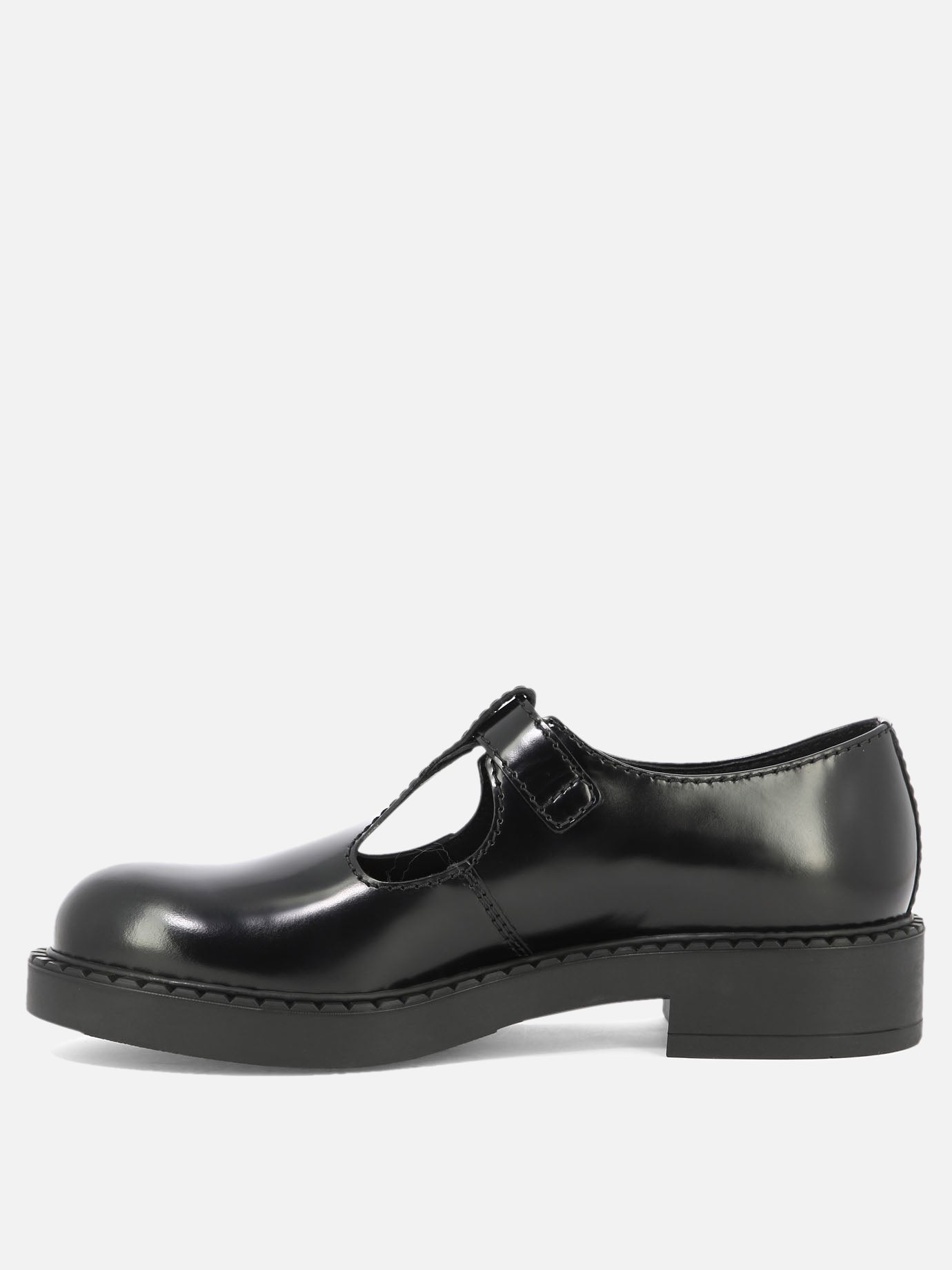 Brushed-leather Mary Jane T-strap shoes