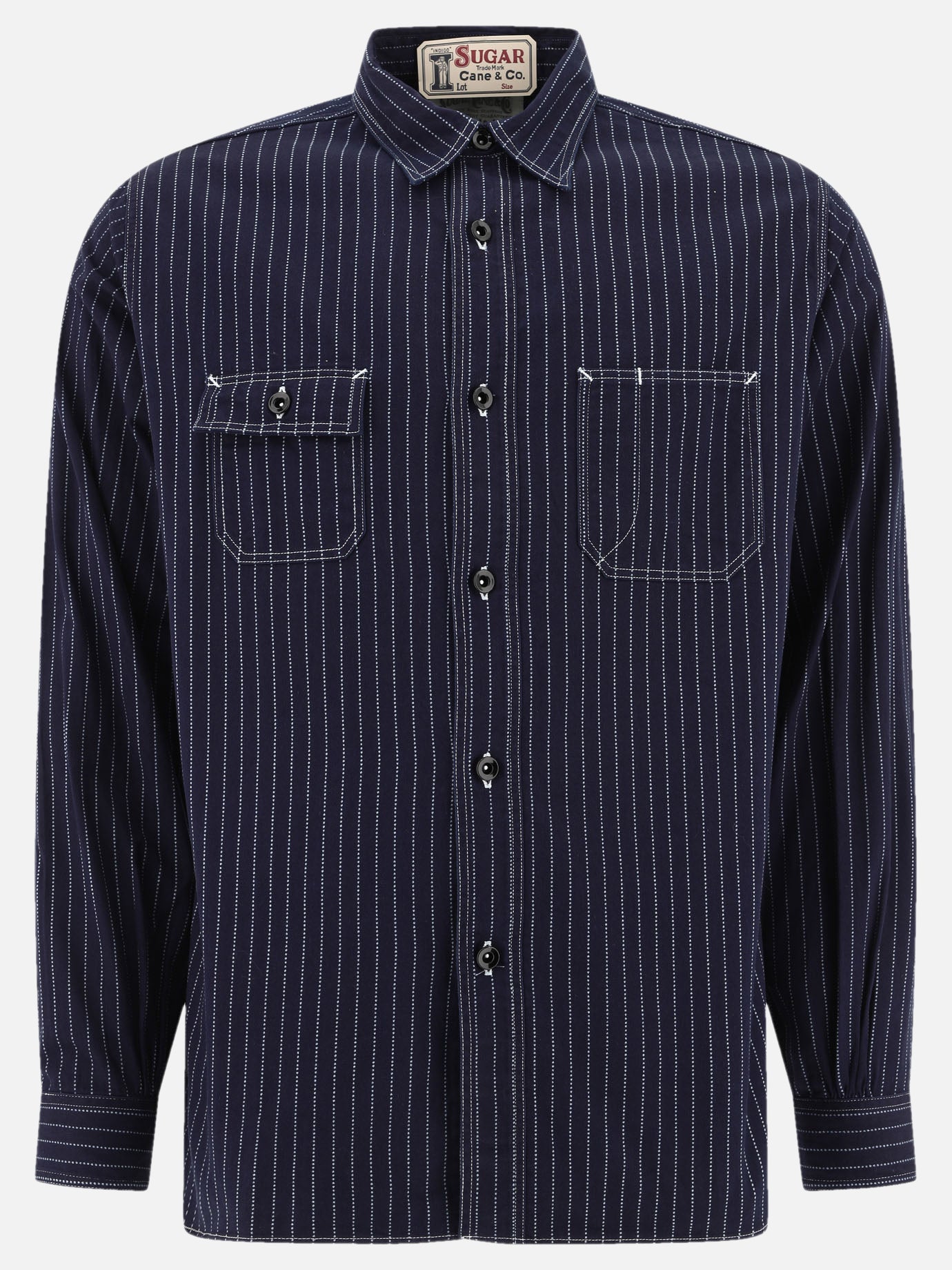 Sugar Cane "Wabash Work" striped shirt Blue