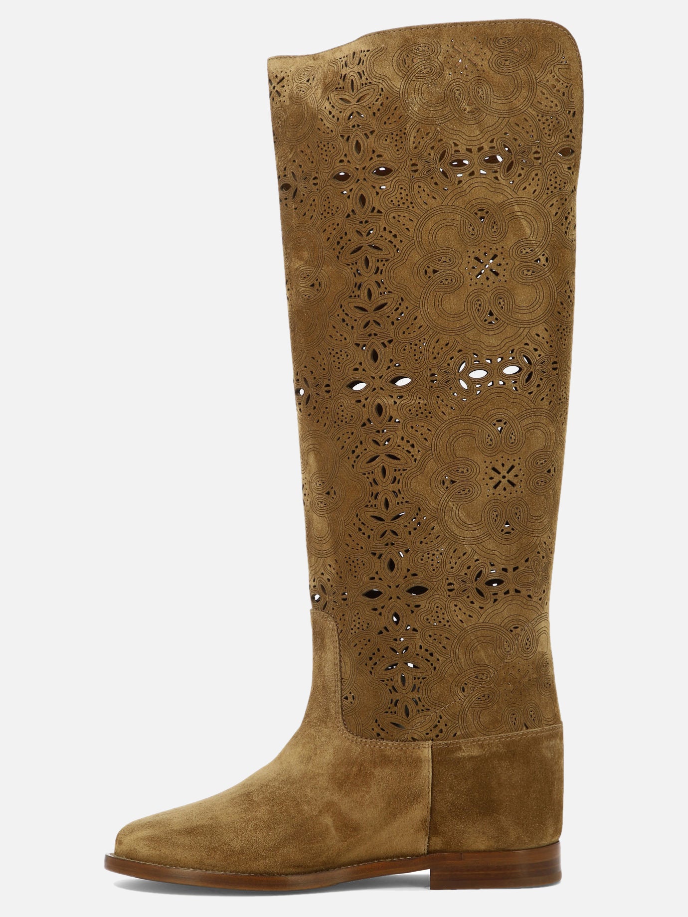 Via Roma 15 Suede boots with inlays Beige