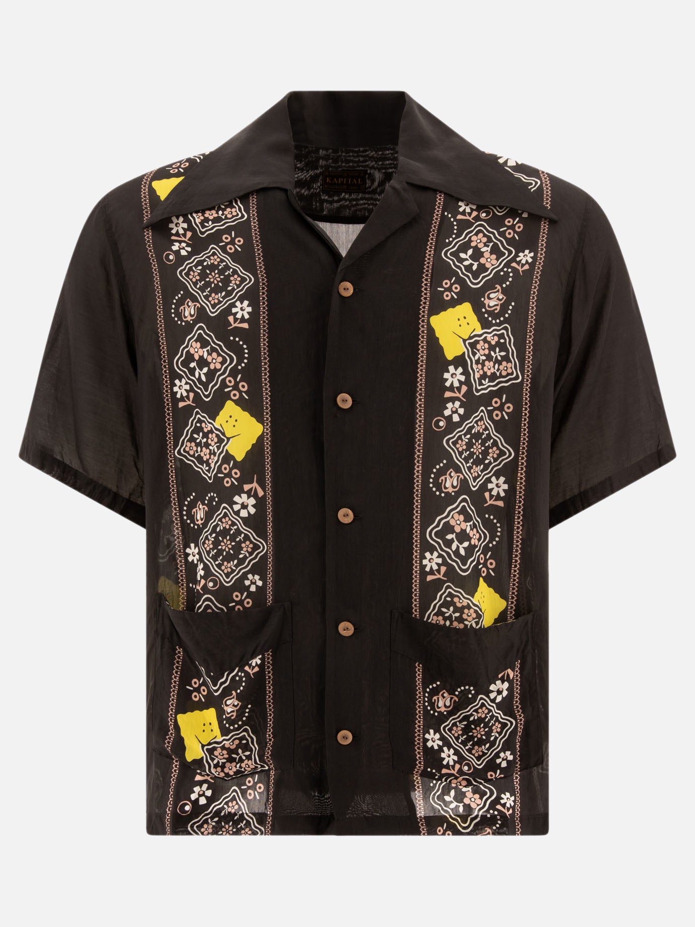 KAPITAL "Gauze Bandana Patchwork" shirt Black