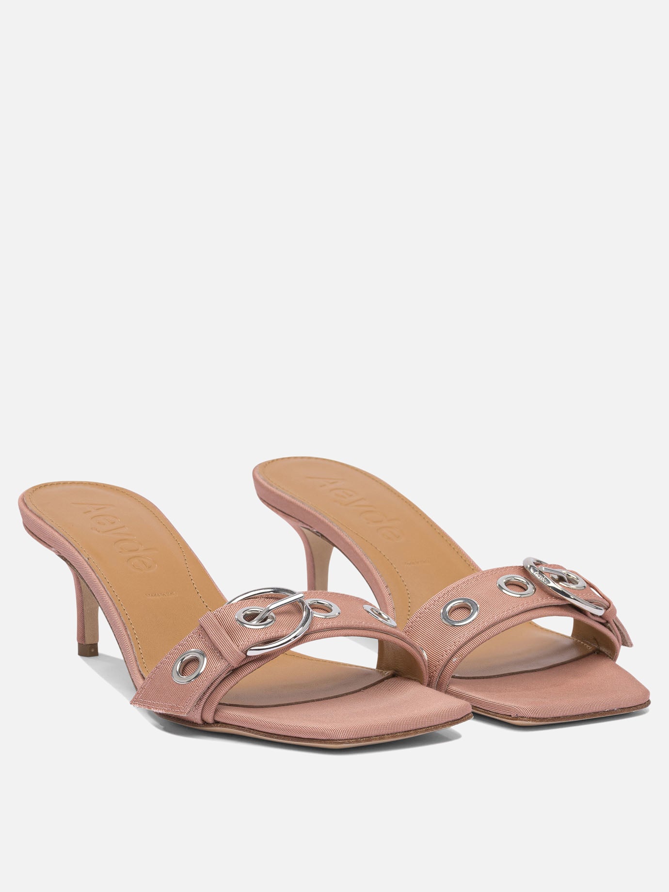 Heeled sandals 100% grosgrain - 100% cow leather  Pink - Aeyde Women | PDP | VIETTI Online Store | thumbnail_2