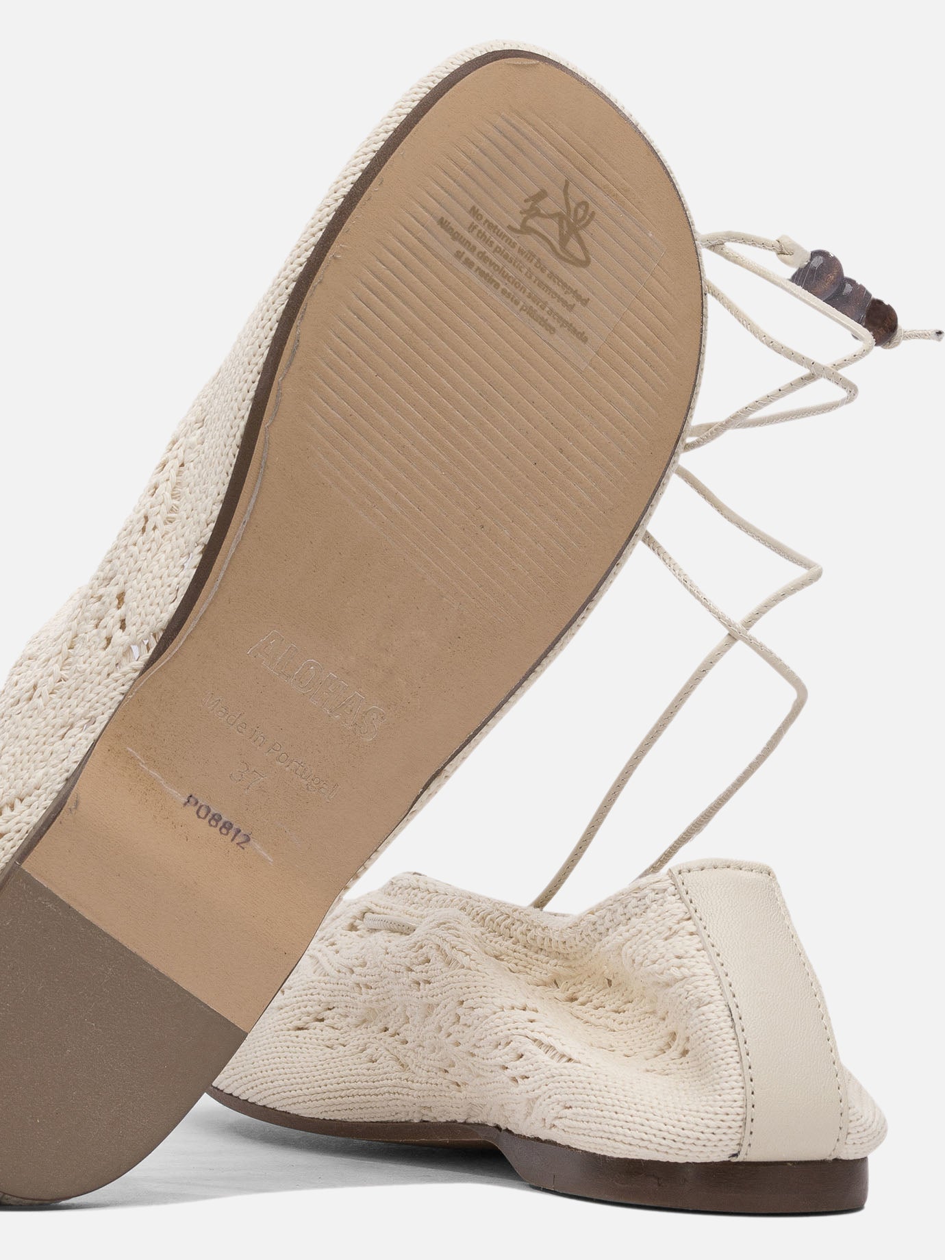 Classic ballet flats 50% relycled cotton 50% recycled polyester - 100% neolite  Beige - Alohas Women | PDP | VIETTI Online Store | thumbnail_5