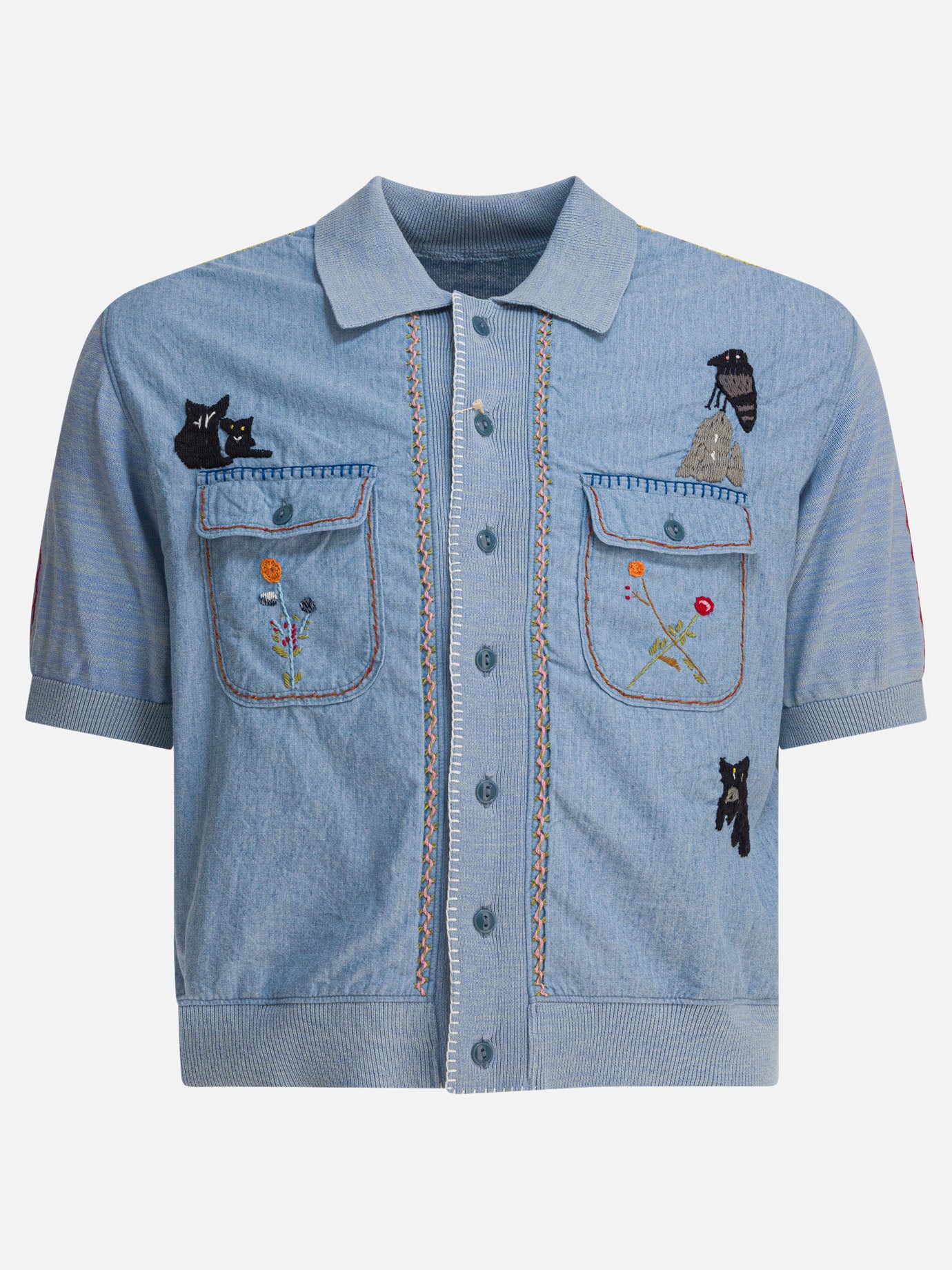 Camicie casual Embroidered  Azzurro - KAPITAL Uomo | PDP | VIETTI Online Store | thumbnail