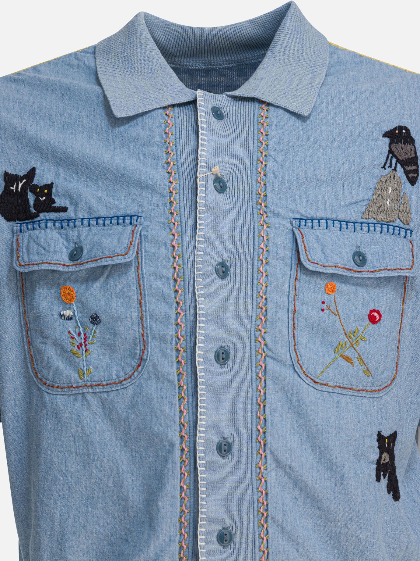 Camicie casual Embroidered  Azzurro - KAPITAL Uomo | PDP | VIETTI Online Store | Zoom-Modal_3
