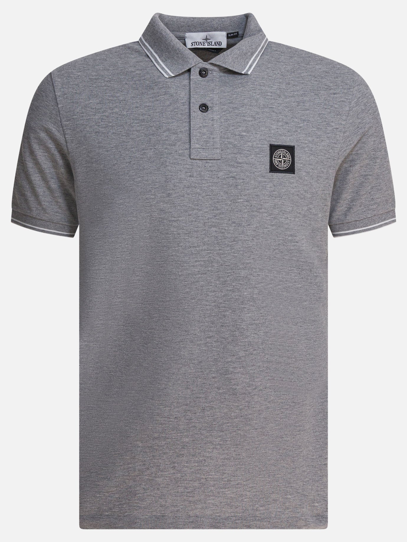 Polo con bottoni Logo  Grigio - Stone Island Uomo | PDP | VIETTI Online Store | thumbnail