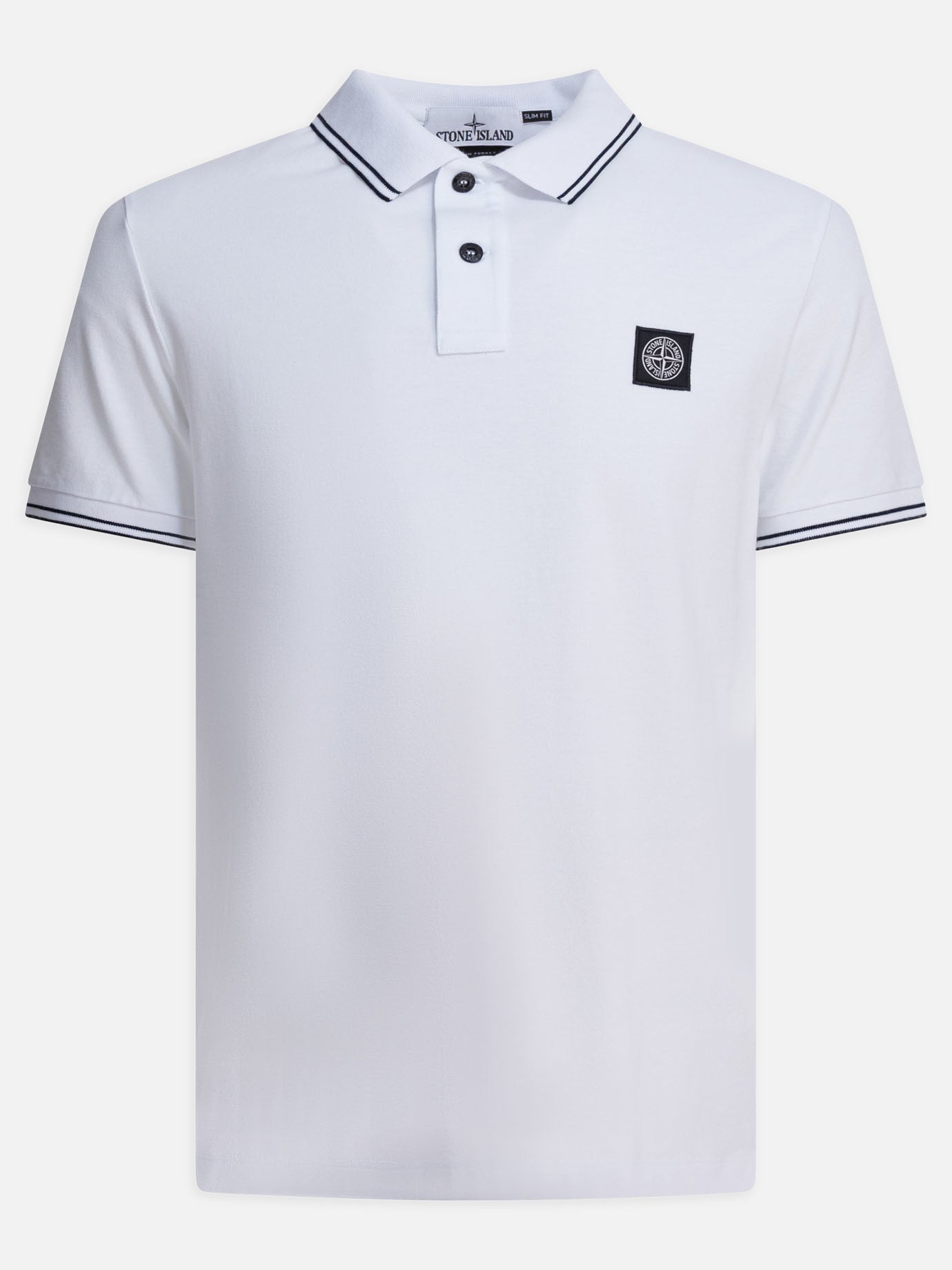 Polo con bottoni Logo  Bianco - Stone Island Uomo | PDP | VIETTI Online Store | thumbnail