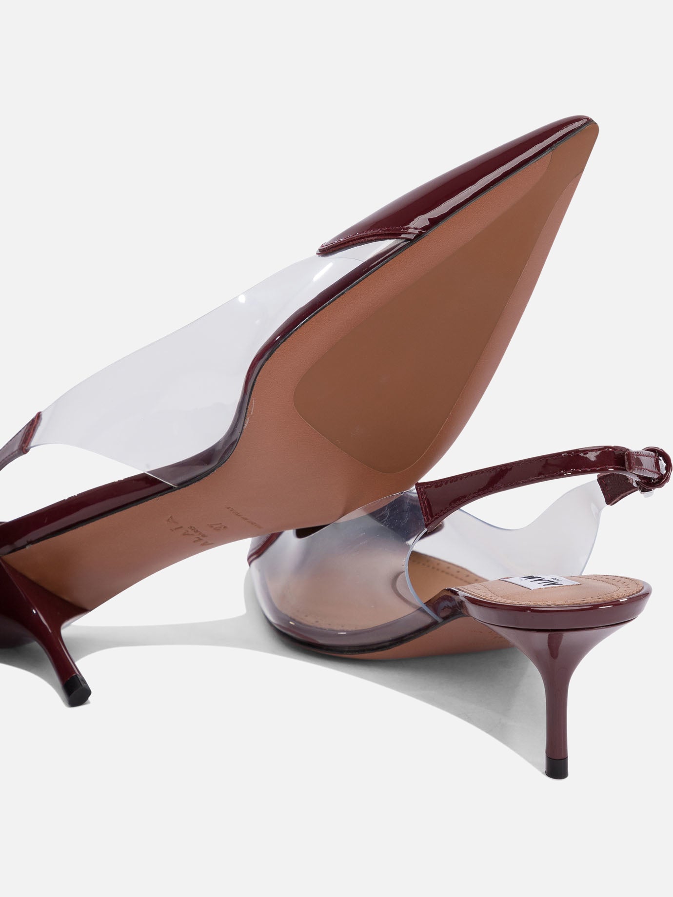 Slingback 50% patent calfskin 50% polyurethane - 95% leather 5% rubber  Bordeaux - Alaïa Donna | PDP | VIETTI Online Store | Zoom-Modal_5
