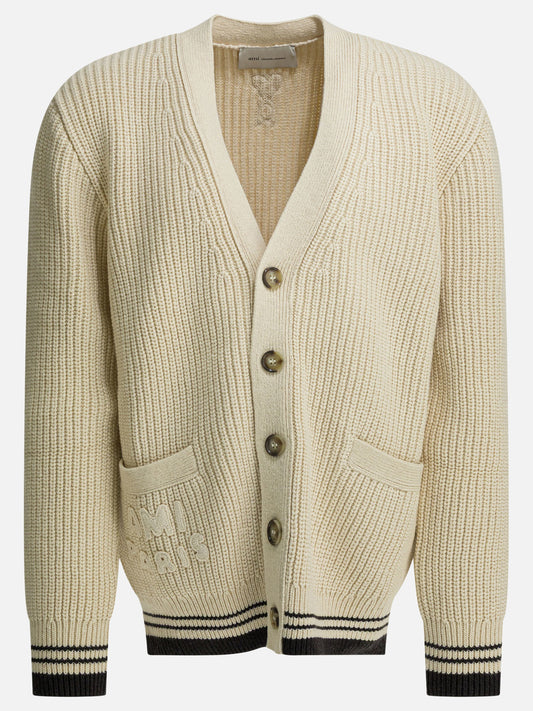 Cardigan Logo  Bianco - Ami Paris Uomo | PLP | VIETTI Online Store 
