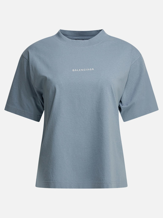 T-shirt girocollo Logo  Azzurro - Balenciaga Donna | PDP | VIETTI Online Store 

