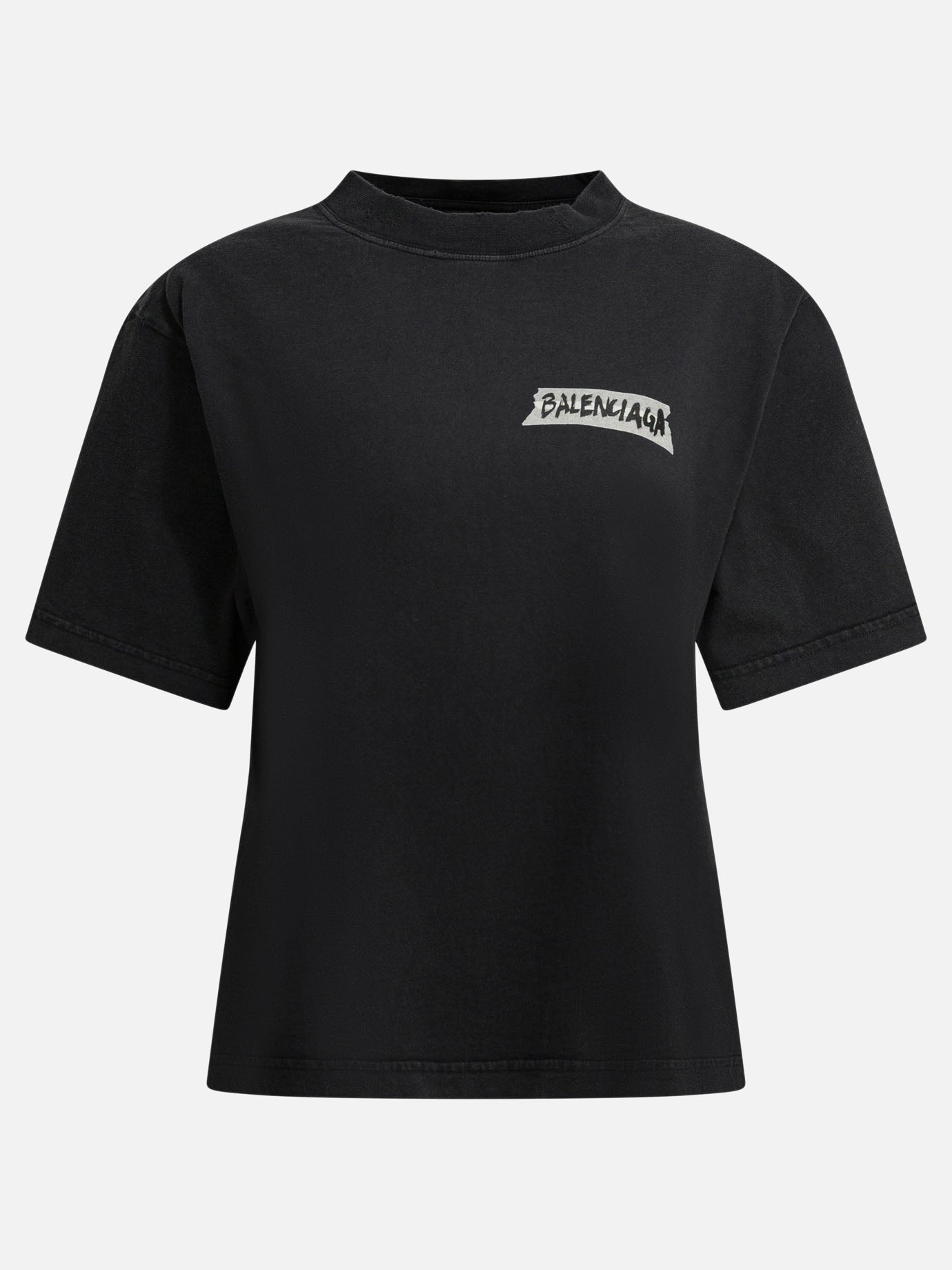 T-shirt girocollo Logo  Nero - Balenciaga Donna | PDP | VIETTI Online Store | thumbnail