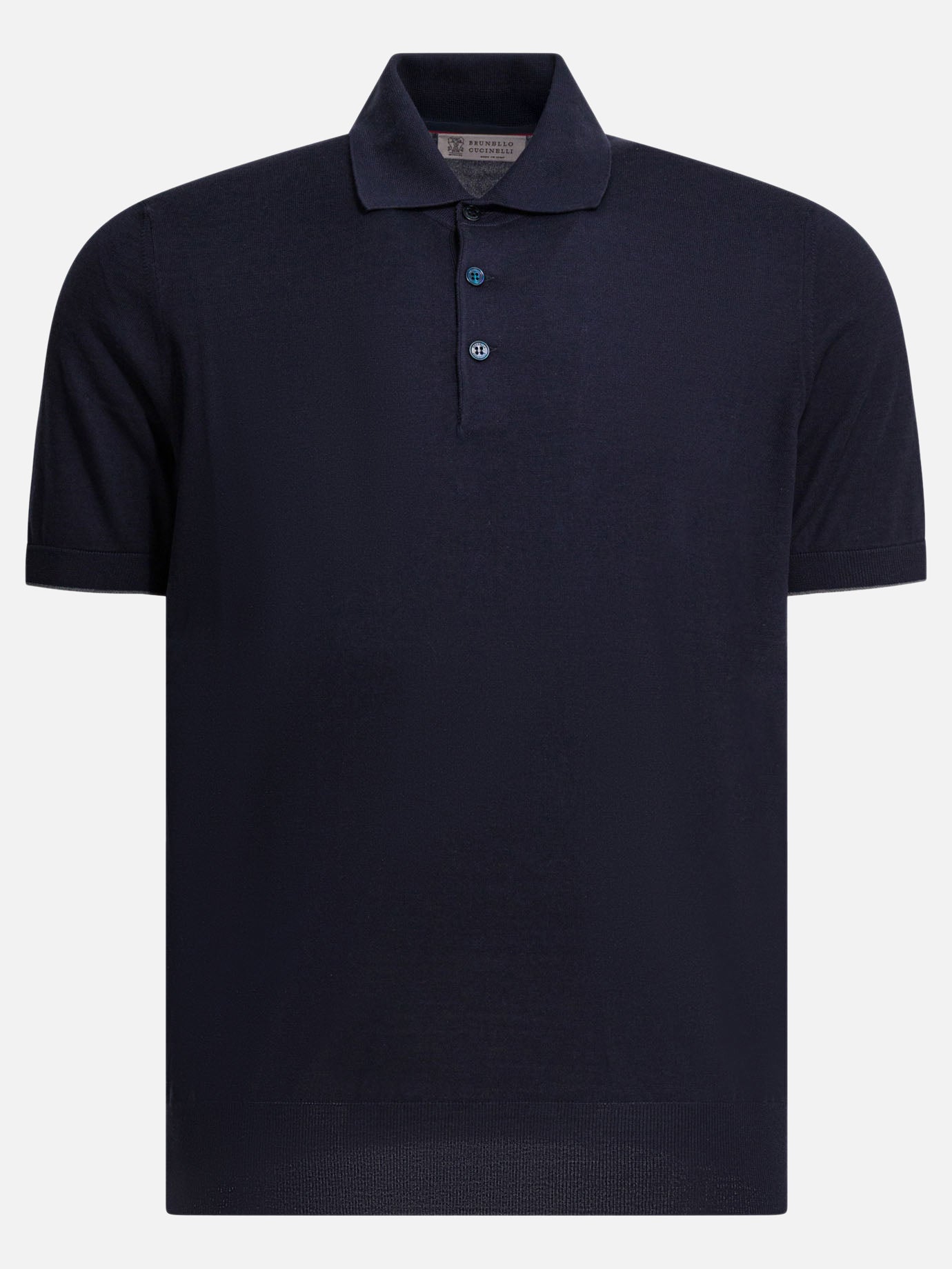 Polo con bottoni Solid colour  Blu - Brunello Cucinelli Uomo | PDP | VIETTI Online Store | Zoom-Modal
