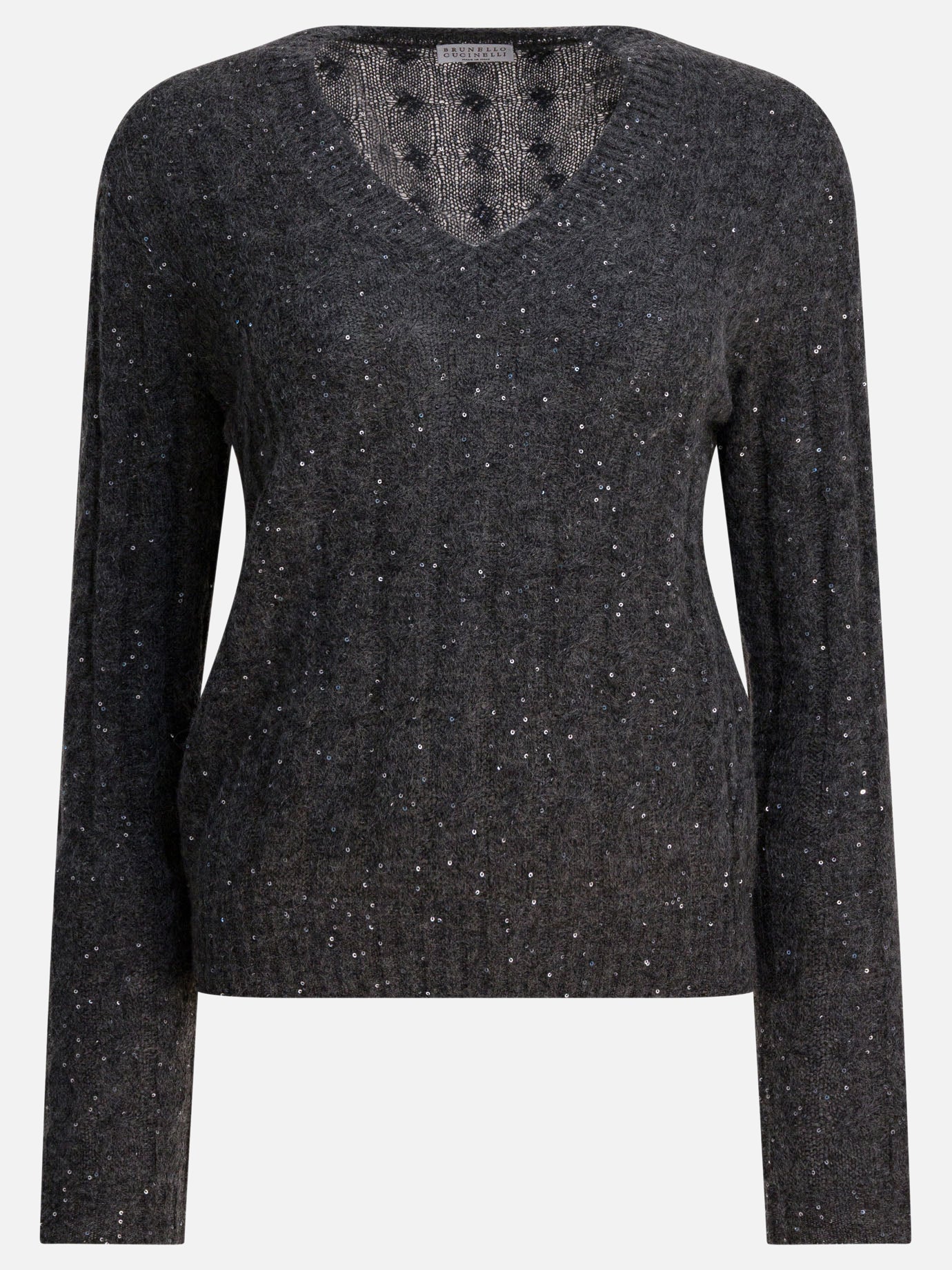 V neck sweaters Textured knit  Blue - Brunello Cucinelli Women | PDP | VIETTI Online Store | thumbnail
