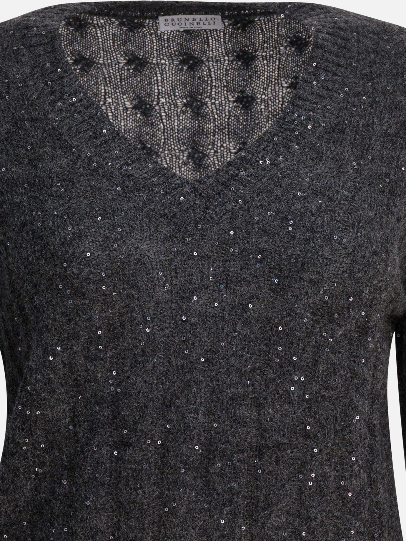 V neck sweaters Textured knit  Blue - Brunello Cucinelli Women | PDP | VIETTI Online Store | Zoom-Modal_3
