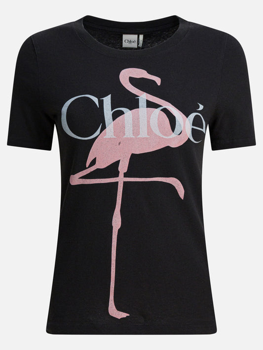 T-shirt girocollo Logo  Nero - Chloé Donna | PLP | VIETTI Online Store 
