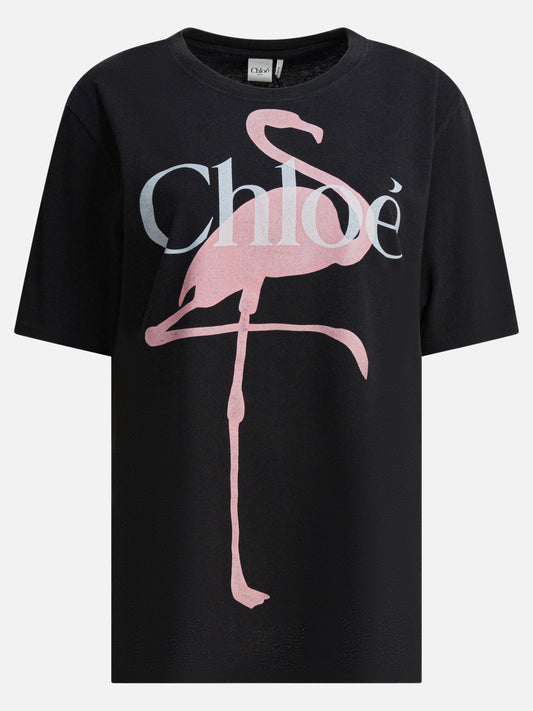 T-shirt girocollo Logo  Nero - Chloé Donna | PLP | VIETTI Online Store 
