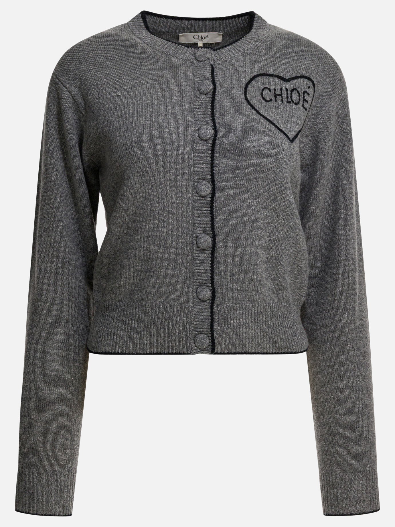 Cardigan Logo  Grigio - Chloé Donna | PDP | VIETTI Online Store | thumbnail