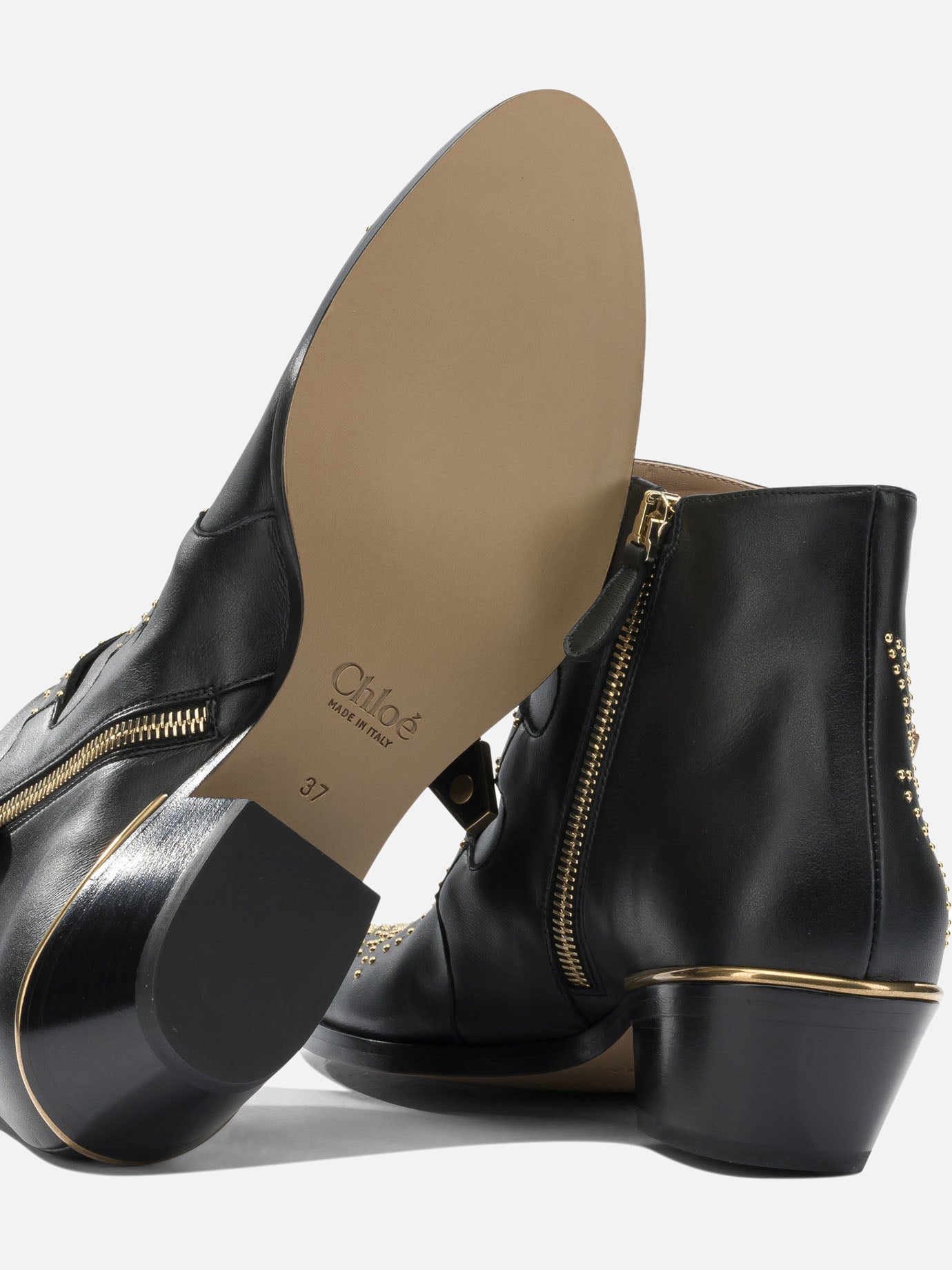 Stivaletti con zip 88% calf leather 12% goat leather - 100% calf leather  Nero - Chloé Donna | PDP | VIETTI Online Store | Zoom-Modal_5
