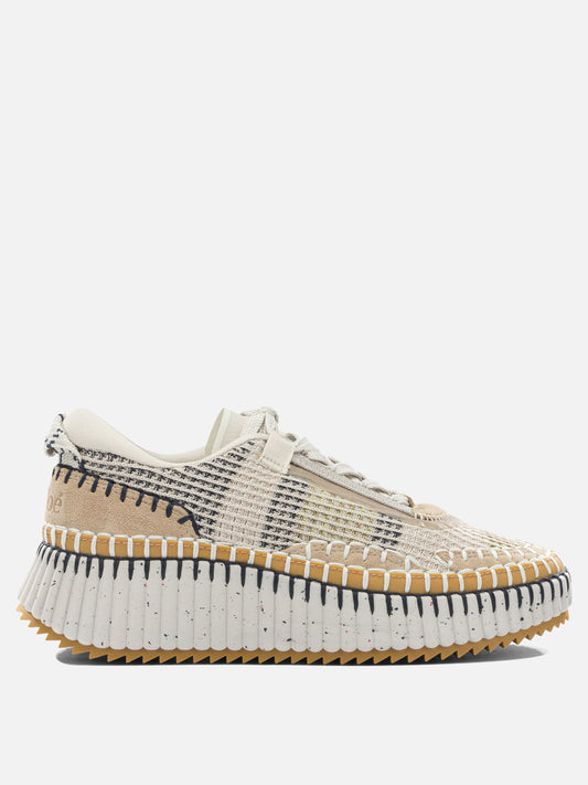 Sneaker basse 100% polyester - 100% calf leather  Beige - Chloé Donna | PDP | VIETTI Online Store 
