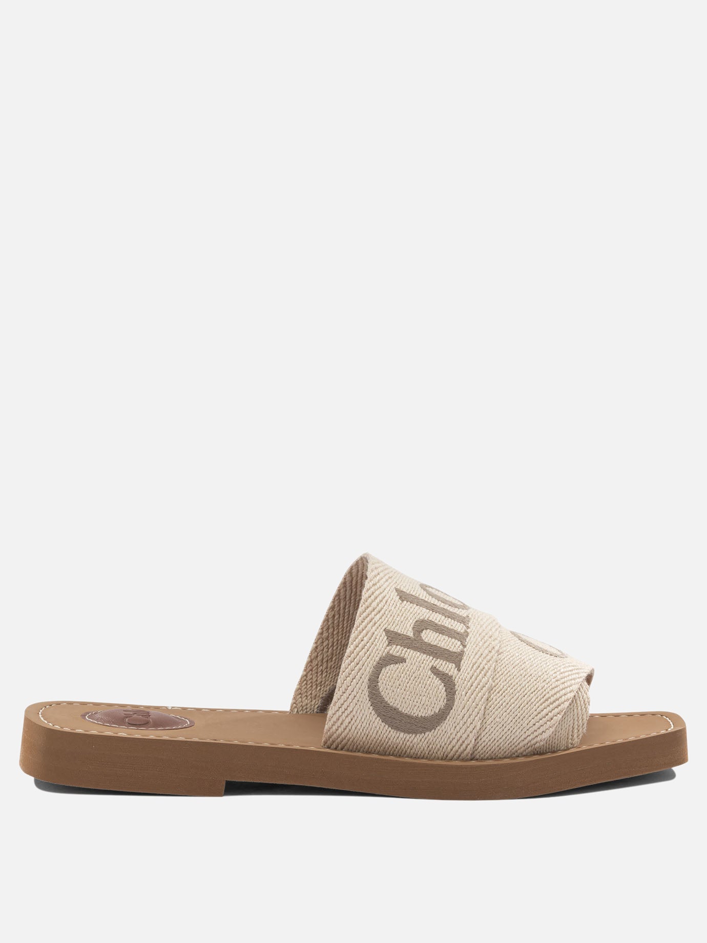Flat sandals 90% linen 10% polyester - 100% ethylene vinyl acetate  Beige - Chloé Women | PDP | VIETTI Online Store | thumbnail