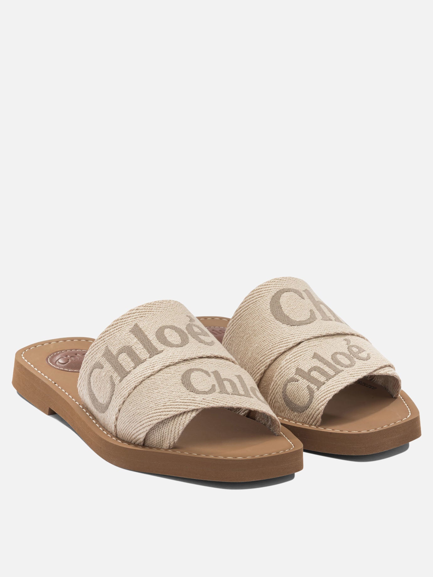Flat sandals 90% linen 10% polyester - 100% ethylene vinyl acetate  Beige - Chloé Women | PDP | VIETTI Online Store | Zoom-Modal_2
