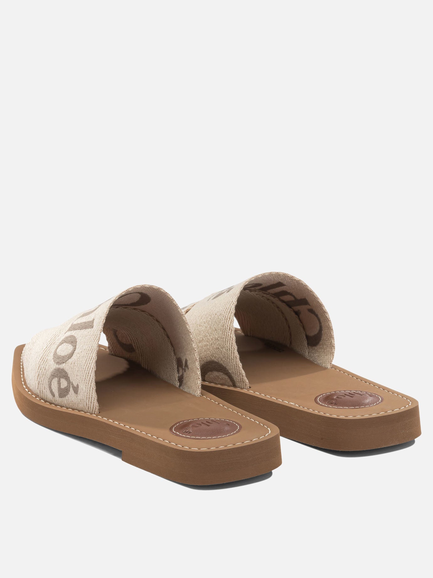 Flat sandals 90% linen 10% polyester - 100% ethylene vinyl acetate  Beige - Chloé Women | PDP | VIETTI Online Store | thumbnail_4