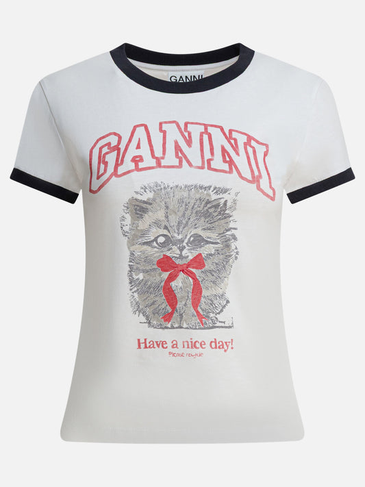 T-shirt girocollo Logo  Bianco - Ganni Donna | PLP | VIETTI Online Store 
