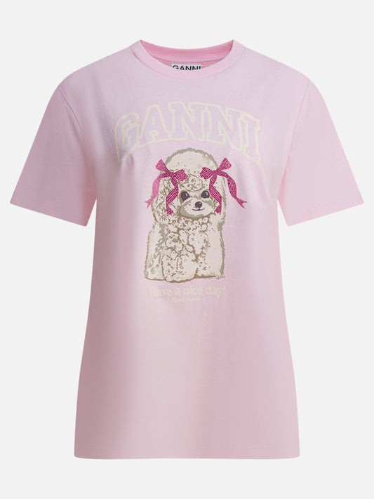 T-shirt girocollo Logo  Rosa - Ganni Donna | PLP | VIETTI Online Store 
