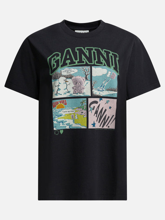 Crewneck t-shirts Graphics  Black - Ganni Women | PDP | VIETTI Online Store 
