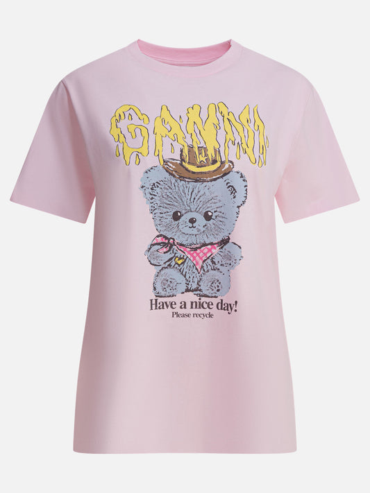 T-shirt girocollo Logo  Rosa - Ganni Donna | PLP | VIETTI Online Store 
