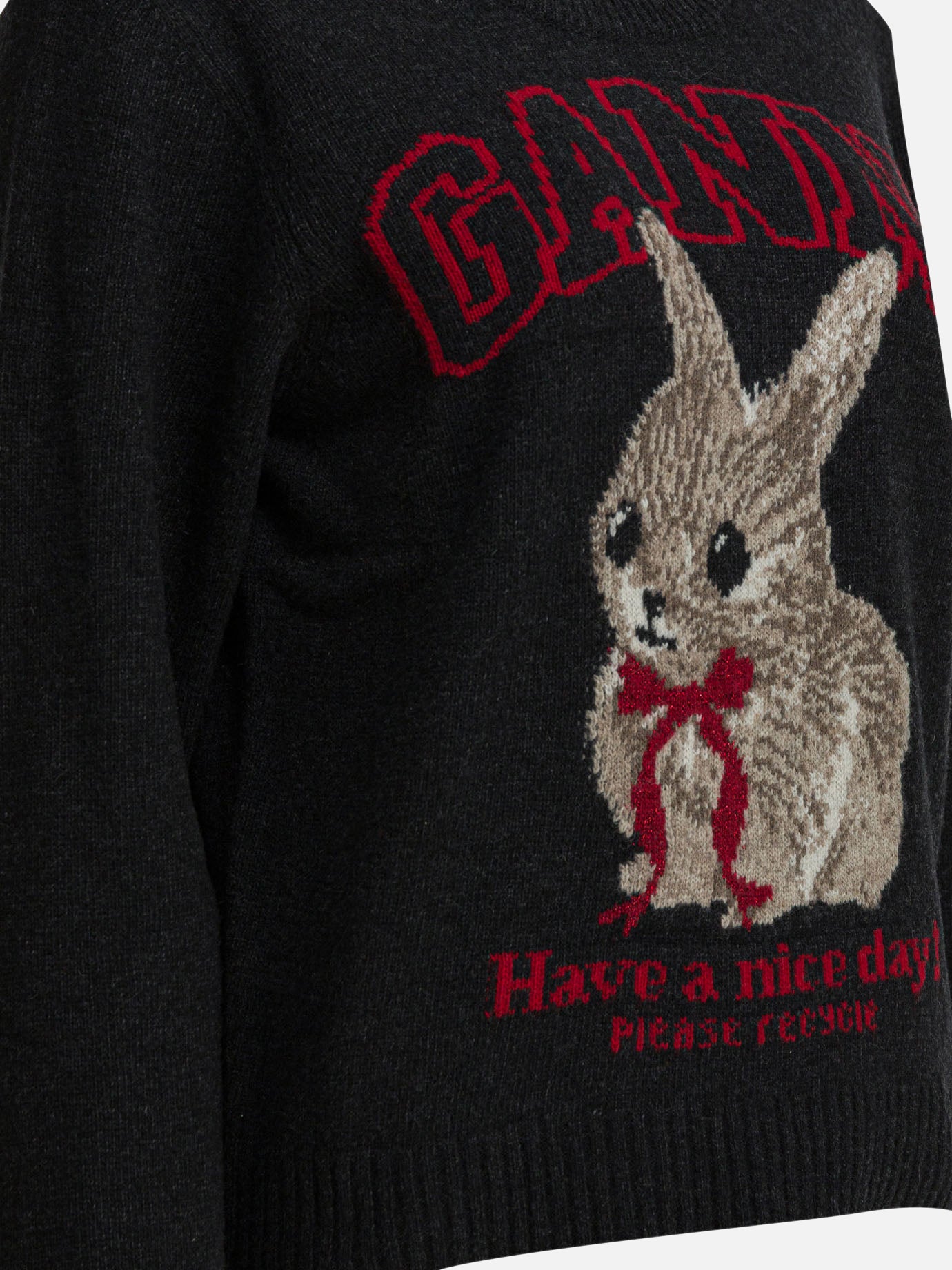 Crewneck sweaters 45% wool 35% recycled wool 20% recycled polyamide  Black - Ganni Women | PDP | VIETTI Online Store | Zoom-Modal_4
