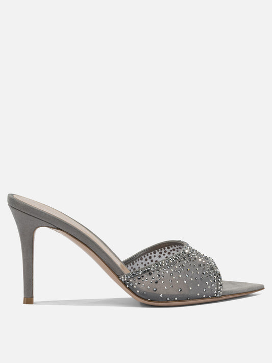 Sandali con tacco 70% fabric 30% suede - 100% leather  Grigio - Gianvito Rossi Donna | VIETTI Online Store 
