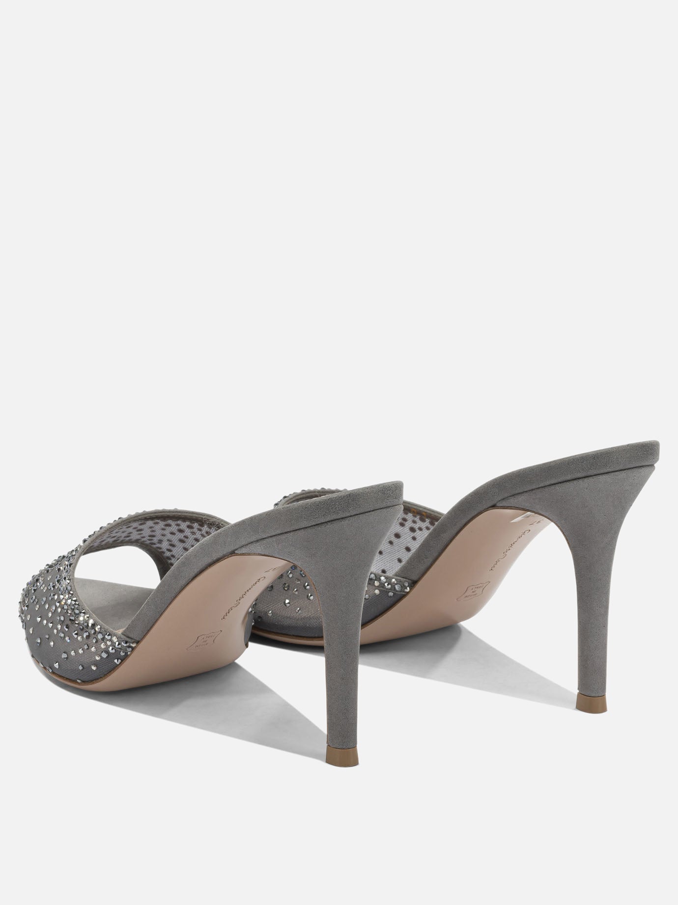 Sandali con tacco 70% fabric 30% suede - 100% leather  Grigio - Gianvito Rossi Donna | PDP | VIETTI Online Store | Zoom-Modal_4
