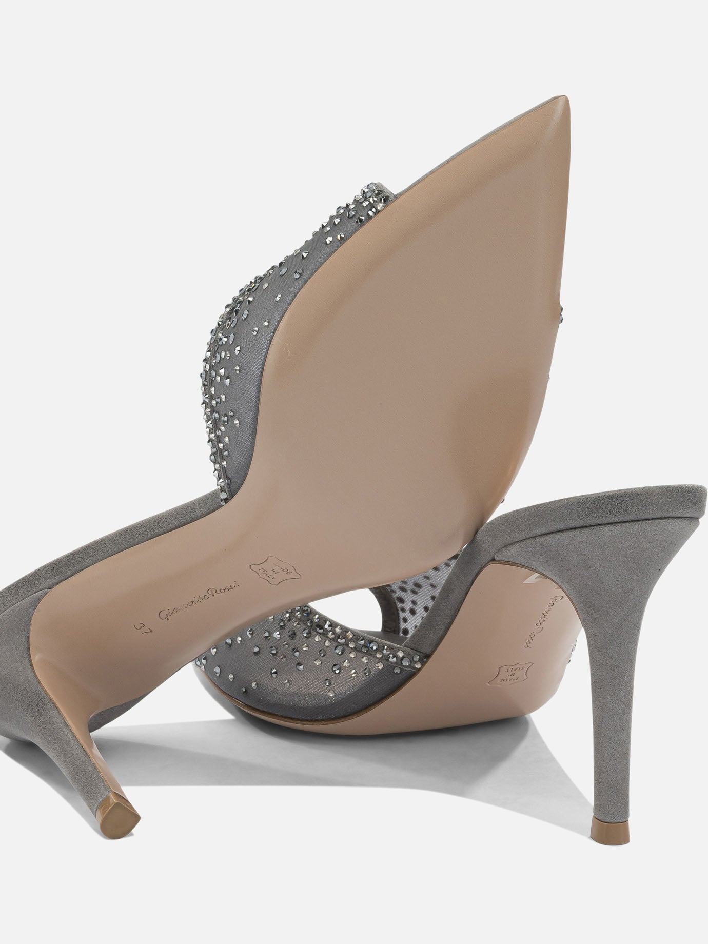 Sandali con tacco 70% fabric 30% suede - 100% leather  Grigio - Gianvito Rossi Donna | PDP | VIETTI Online Store | thumbnail_5