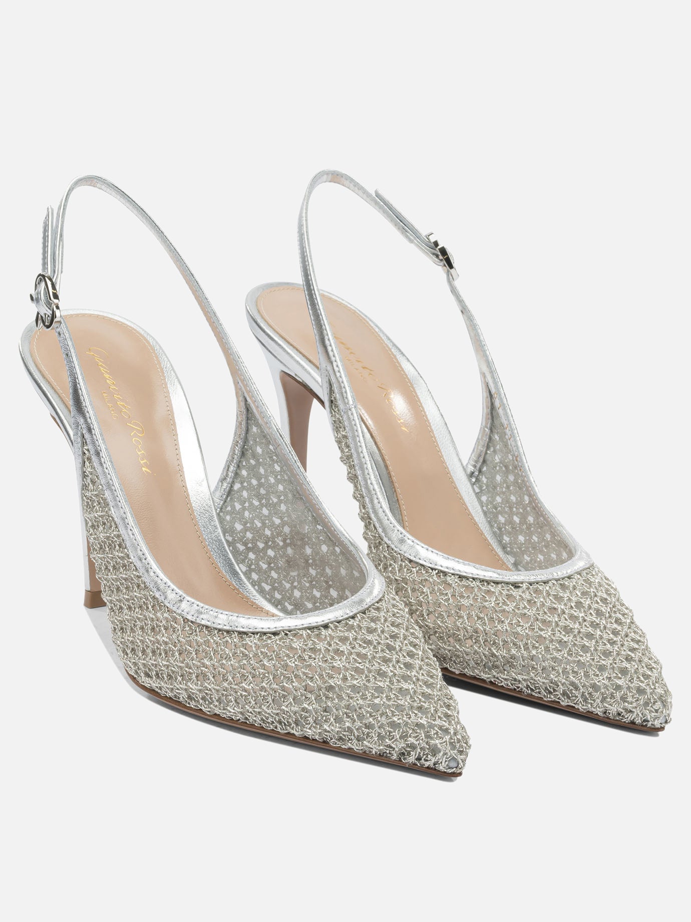 Slingback 90% fabric 10% leather - 100% leather  Argento - Gianvito Rossi Donna | PDP | VIETTI Online Store | thumbnail_2