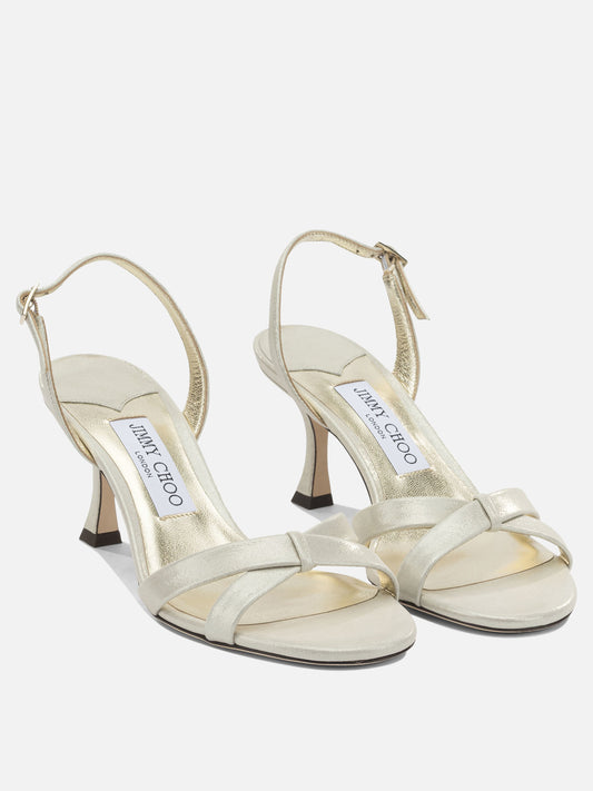 Sandali con tacco 86% leather 5% salpa 4% plastic 5% metal - 100% calf  Oro - Jimmy Choo Donna | PDP | VIETTI Online Store | 2
