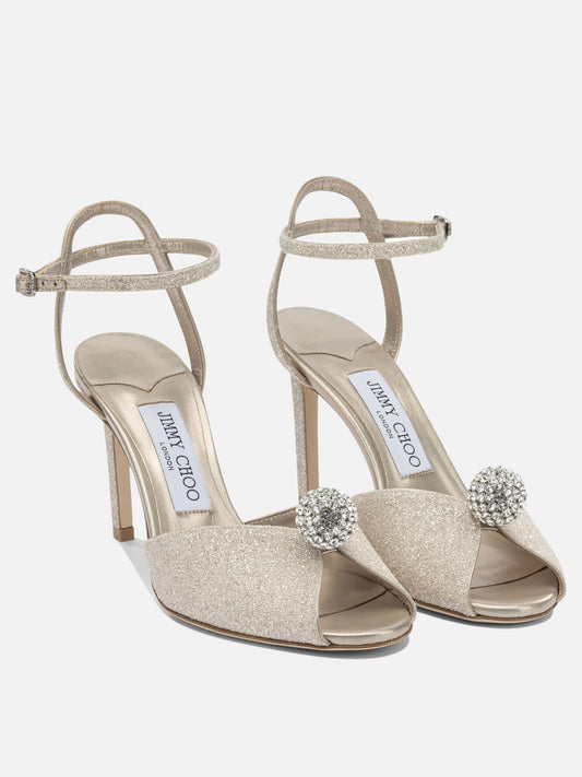 Sandali con tacco 59% textile 15% leather 8% crystal 8% metal 5% plastic 5% salpa - 100% calf  Oro - Jimmy Choo Donna | PDP | VIETTI Online Store | 2
