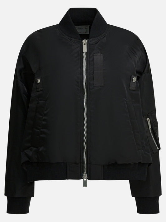 Bomber Solid colour  Nero - Sacai Donna | VIETTI Online Store 
