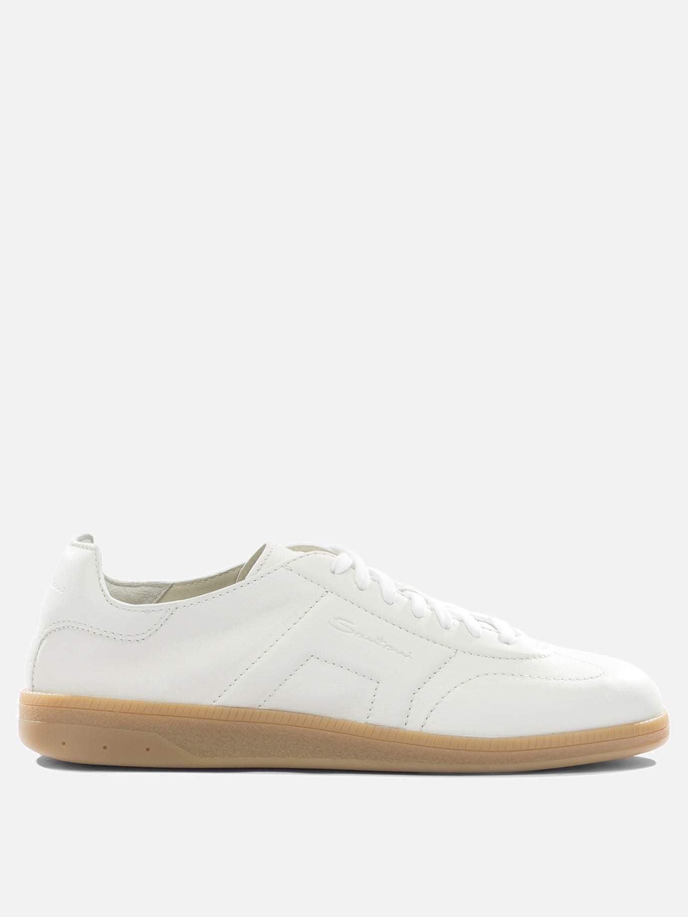 Sneaker basse 100% leather - 100% rubber  Bianco - Santoni Uomo | PDP | VIETTI Online Store | thumbnail