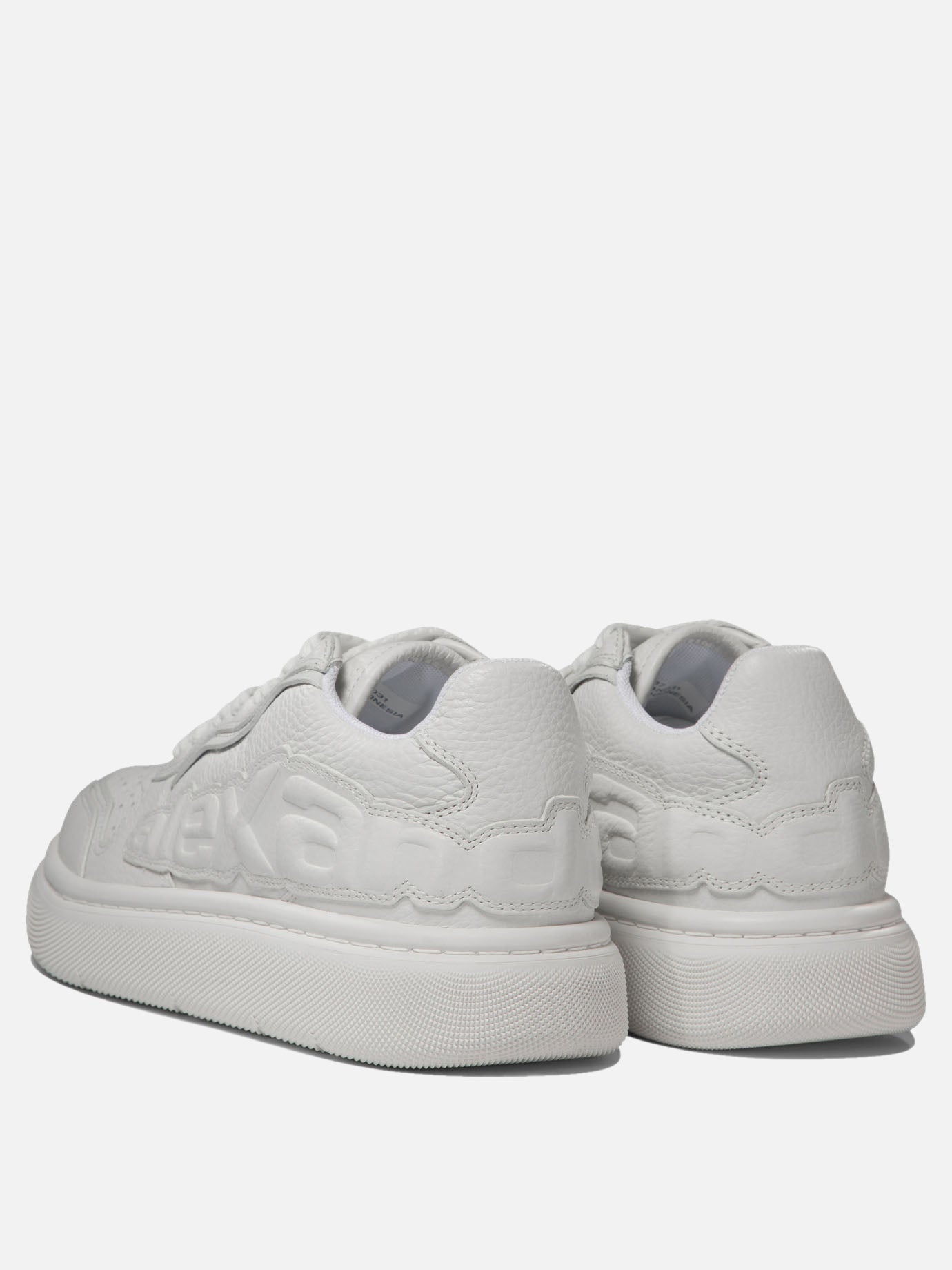 Puff pebble leather sneakers with logo