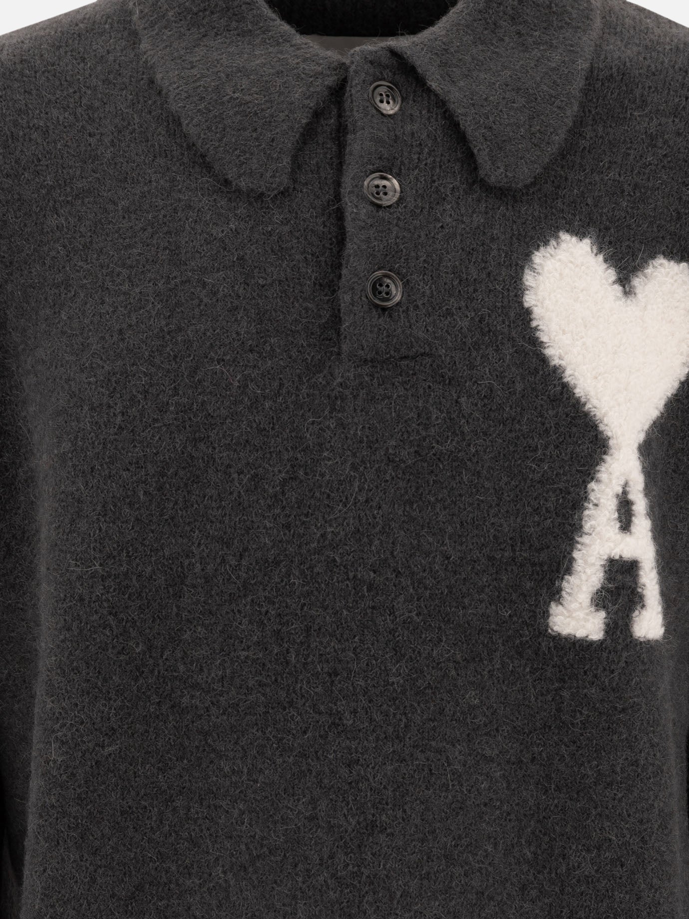 Ami Paris "Ami de Coeur" alpaca polo shirt Grey