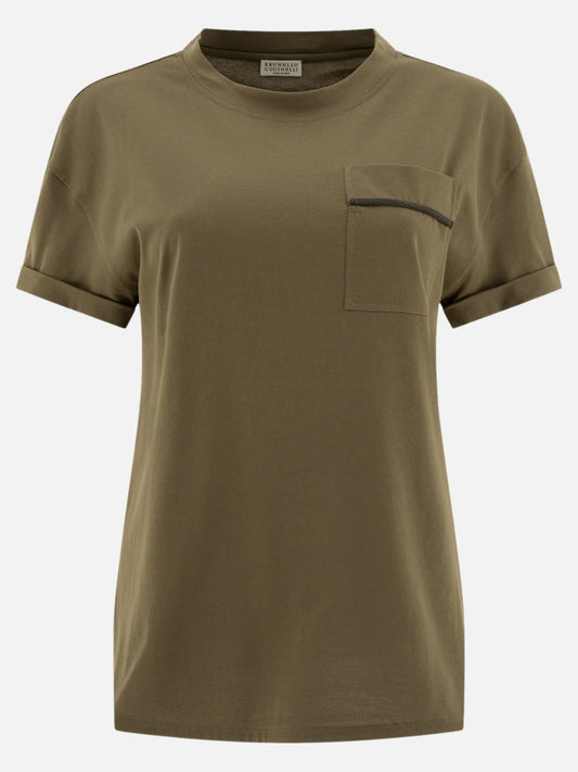 Brunello Cucinelli "Shiny Pocket Detail" t-shirt Green