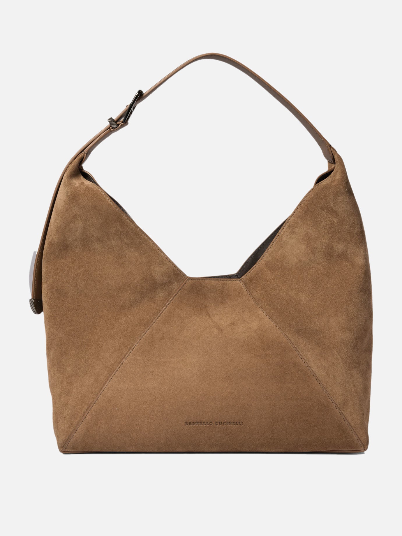 Brunello Cucinelli Sueded calfskin hobo bag Beige