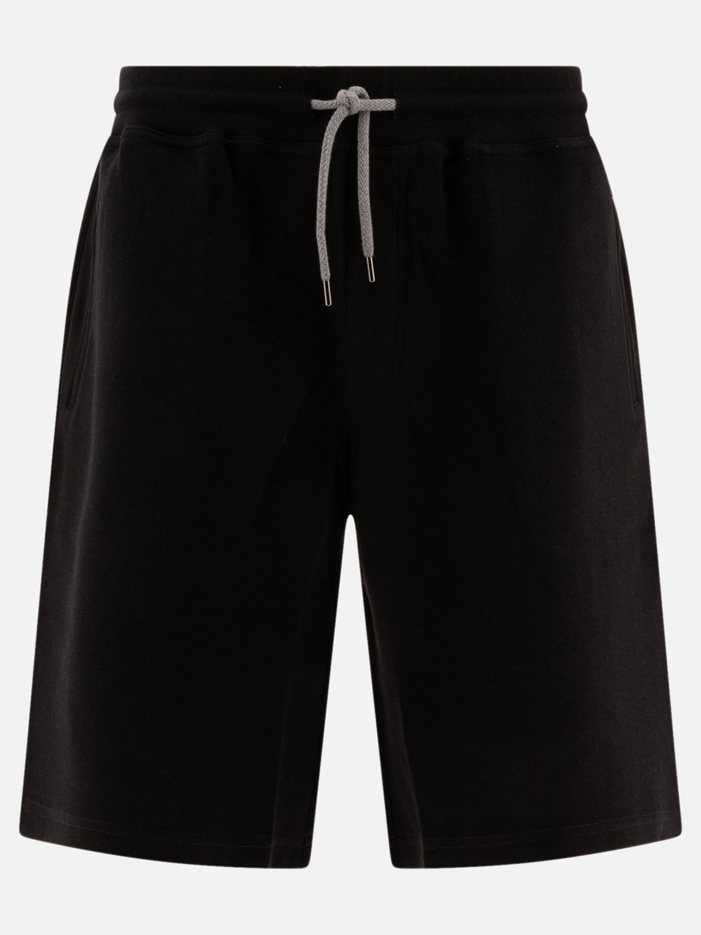 Brunello Cucinelli Cotton, cashmere and silk French terry double cloth Bermuda shorts Black