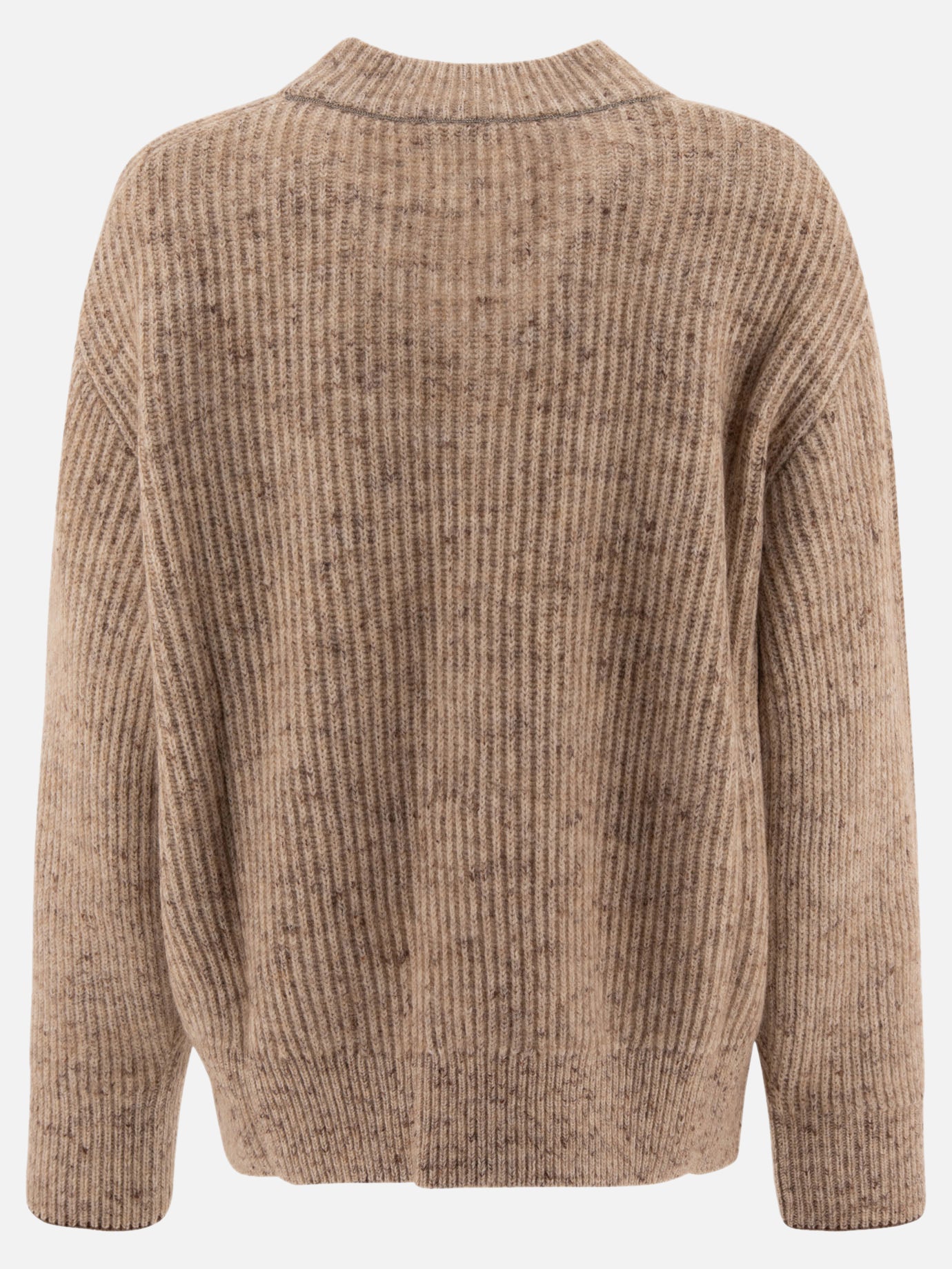 Brunello Cucinelli English rib sweater with monili Beige