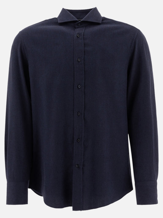 Brunello Cucinelli Shirt in cotton flannel Blue