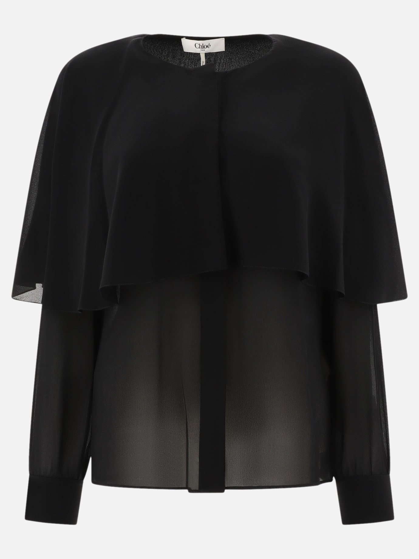 Blusa con mantella in georgette di seta