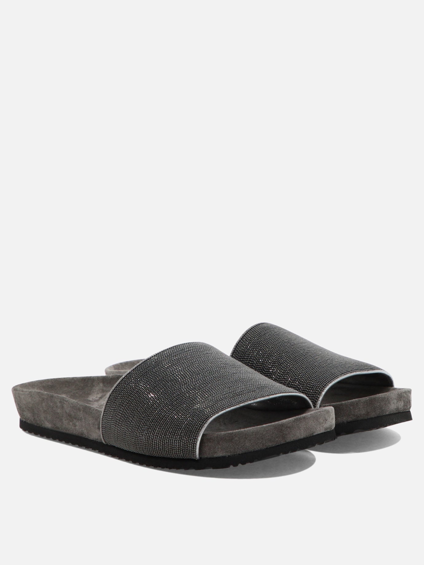 Flat sandals 100% leather 100% rubber  Grey - Brunello Cucinelli Women | PDP | VIETTI Online Store | thumbnail_2
