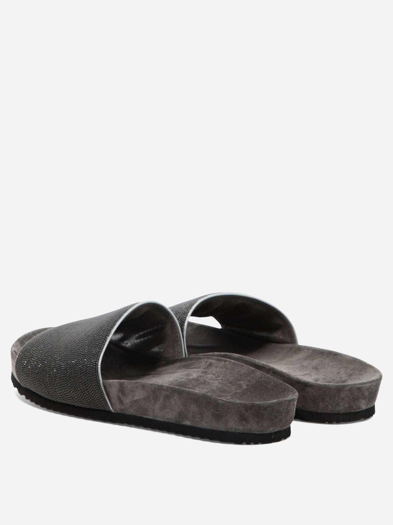 Flat sandals 100% leather 100% rubber  Grey - Brunello Cucinelli Women | PDP | VIETTI Online Store | thumbnail_4